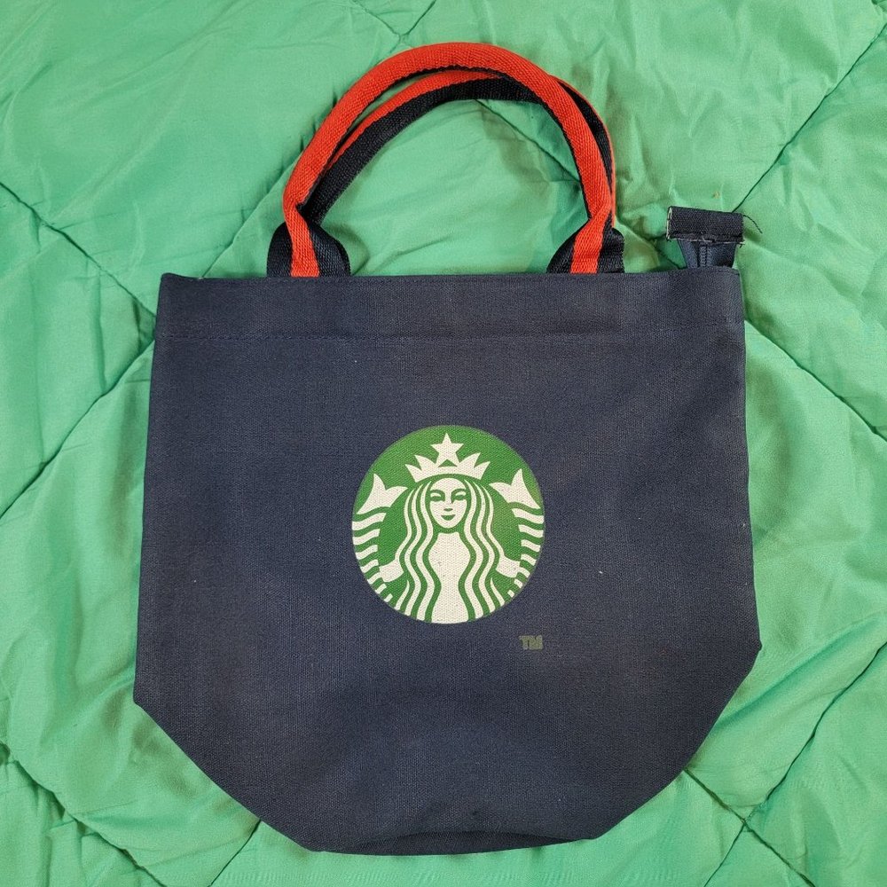 Starbucks Tote Shoulder Bag Blue Inner Pocket  Travel Shopping Casual